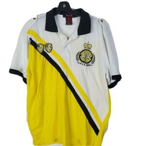 KAD Clothing Men's Yellow Black Embroidered Lion Polo Shirt‎ Size L